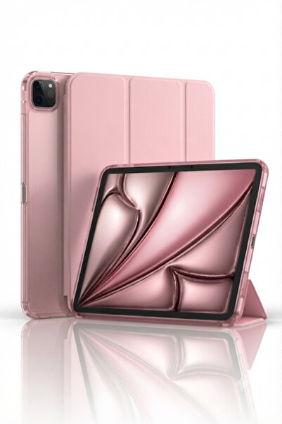 Fuchsia iPad Pro 13 2022 M4 Çip ile Uyumlu Kalemlikli Standlı Katlanabilir Sm...