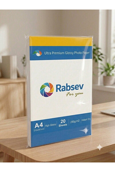 Rabsev Fotoğraf Kağıdı A4 Parlak 260gr ( 1 Paket 20 Adet )