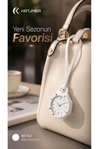 KATJMER Boyol Pop Çanta Charm Saat Askılı Analog Saat Sekizgen Tasarım Unisex...