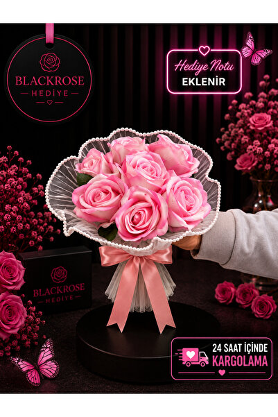 blackrosehediye KADİFE GÜL BUKETİ FIRFIRLI TÜLLÜ - GELİN ELİ - SEVGİLİYE HEDİ...