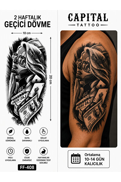 medink tattoo Tattoo Gerçekçi 3D Las Vegas Gangstar Model Geçici Kol Bacak Ge...