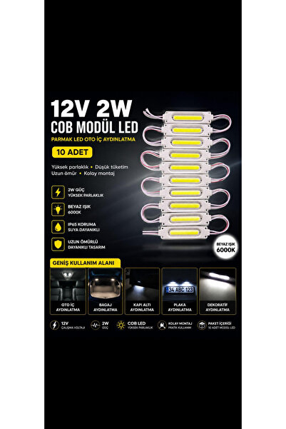 KUZEY AKSESUAR 12V 2W Cob Modül Led Parmak Led Oto İç Aydınlatma