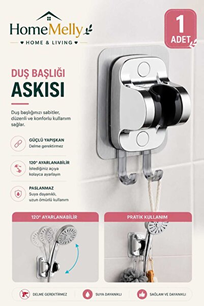 btm home Kendinden Yapışkanlı Duş Başlığı Askılık Duş Mafsalı Güçlü Yapışkanl...