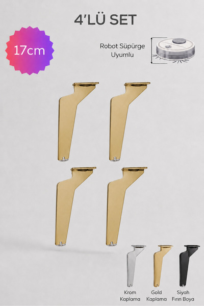 NİKSA METAL 4'lü Set-Modern Metal Ayak-TV Ünitesi Ayağı-Koltuk Ayağı-Kanepe A...