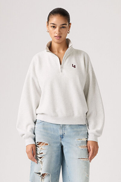 Levi's Kadın Dik Yaka Fermuarlı Gri Sweatshirt - 005GS-0001