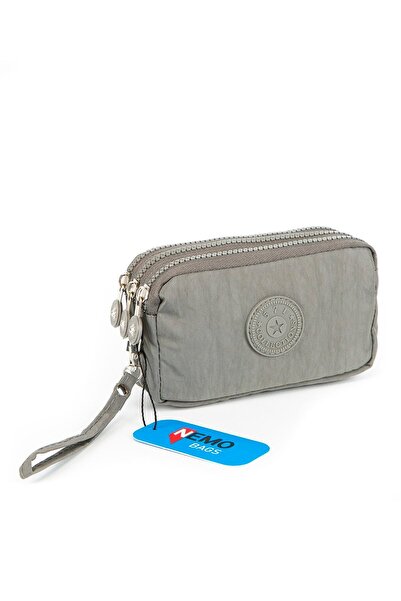 NEMO BAGS Unisex Gray Wallet 3 Compartments with Bracelet 17x10 Cm Klinkır Wa...