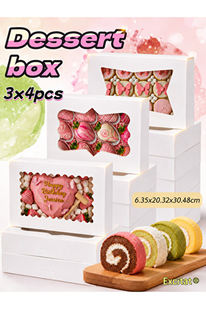 Excitat Set de 12 Excitat ®   Cutii înalte pentru torturi cu capac și fereast...