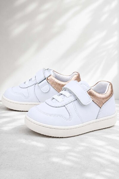 Rakerplus Bob Genuine Leather White Nubuck Copper Velcro Baby Sneaker Shoes