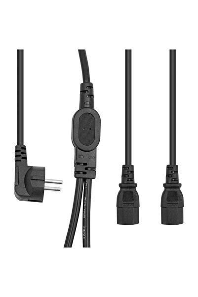 Powermaster PM-17972 Çift Güç Çıkışlı 1.8 Metre PC Power Kablosu Dişi IEC C13...