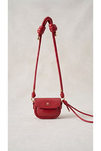 PurpleART Women's Red Knot Detailed Flap Crossbody Bag Daily Shoulder Bag