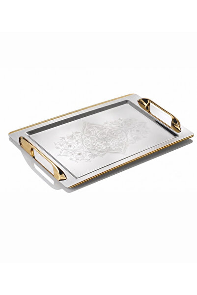 Arsel Tuğba Gold Söz & Nişan Tepsisi Premium 304 Kalite Paslanmaz Çelik (İsme...