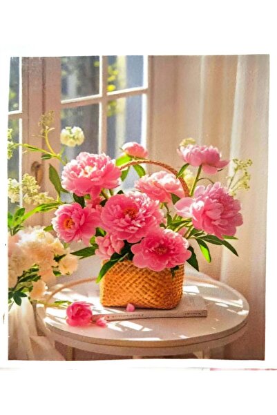 Liva Craft Beadwork Kit 50 X 40 Pink Flowers in Basket