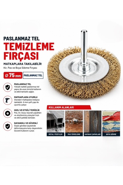 CMC Tools CMC0503 Pimli Telli Fırça Hobi Çanak Daire Kalem Tel Fırça 75 mm