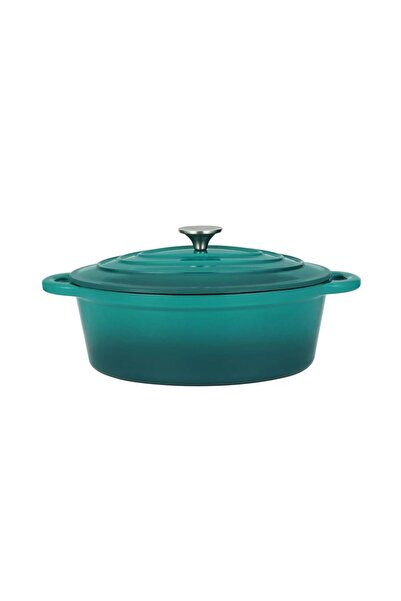 Perfect Home Oala de fonta emailata cu capac, maner din inox, turcoaz, 4.2 L,
