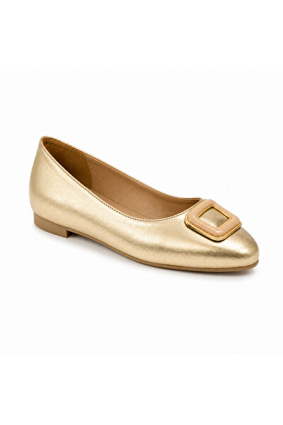 Rexba حذاء باليه نسائي بإبزيم ذهبي أنيق للمكتب والمنزل والأعمال اليومية