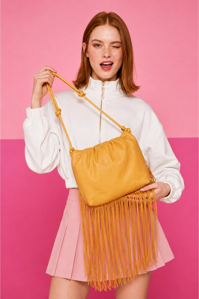 Bueno Shoes Yellow Leather Women's Crossbody Bag