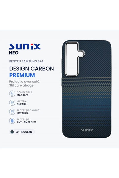 Sunix Husa Neo pentru Samsung S24 S921, Compatibila MagSafe, Design Carbon Pr...