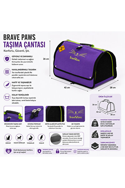 BRAVE PAWS Perdeli Flybag Plastik Dayanıklı Fileli Kedi Ve Köpek Taşıma Çantası Havayolu Çantası Yıkanabilir