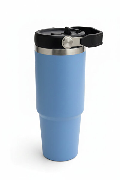 VİBEFLASK 900 ml 304 Paslanmaz Çelik Termos - Siyah Pipetli ve Kapaklı Mug