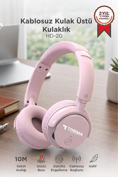 Torima Bluetooth Kulaklık Kulak Üstü Kablosuz Kulaklık HD20 Pembe