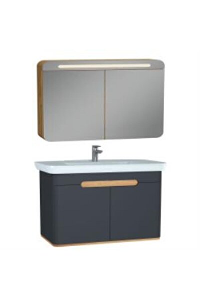 VitrA Sento Aynalı, Kapaklı Dolap Seti, Antrasit 100cm (60811,60897)