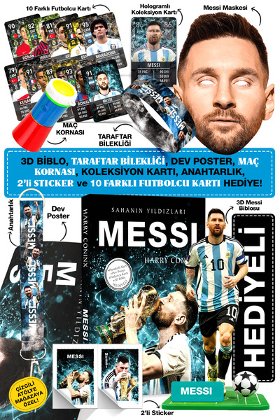 Parodi Yayınları Messi Futbol Kitabı Hediyeli Set - Bileklik, 3D Biblo, Maske...