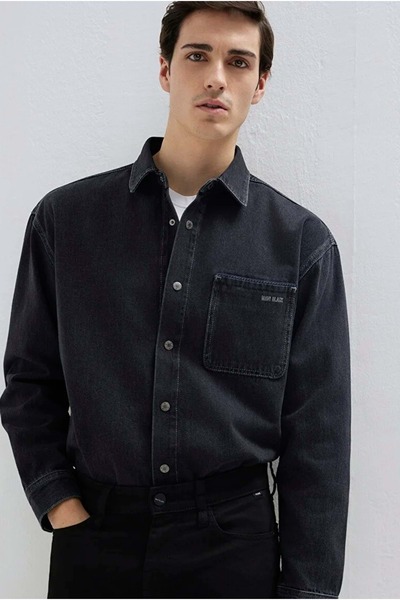 Mavi M0210588 Aidan Black Anthracite Jean Shirt Men's Shirt Black