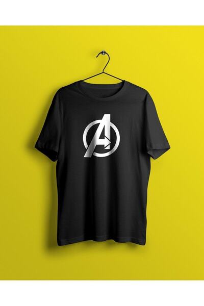IvırZıvır Υπερμεγέθη Unisex Μαύρο T-shirt με στάμπα Avengers