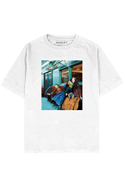 Adrift Tricou unisex supradimensionat Metro White