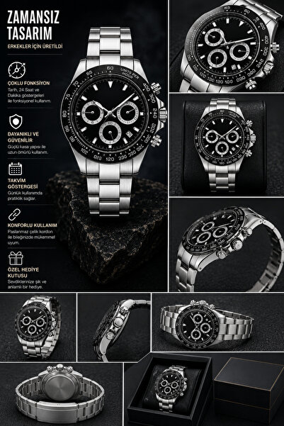 Erkek Kol Saati Gümüş Renk Metal Kordon Quartz Analog Premium Tasarım Bilek Saati