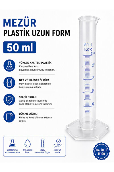 Labolist Mezür Plastik Uzun Form 50 ml