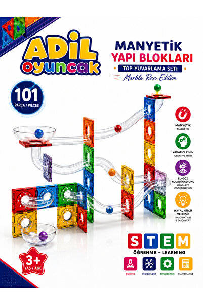 ADİL OYUNCAK Ball Run Parkur Oyunu – Manyetik Bloklar Çocuklar İçin Renkli 3 ...