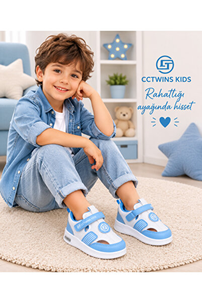 CCTWİNS KİDS IŞIKLI ÇOCUK SPOR SANDALET FİLELİ YAZLIK SNEAKER MAVİ