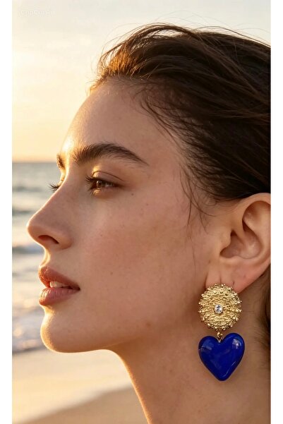 ayoljewelry White Heart Gold Earrings