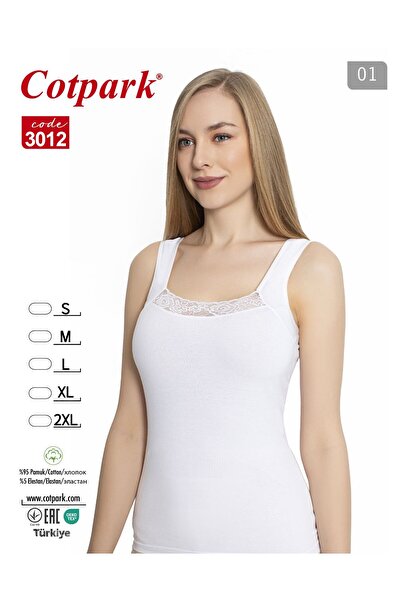 Cotpark Women's Strappy Lycra Cotton Basic Undershirt 3012 - White