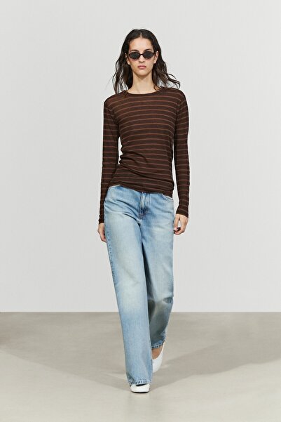 Massimo Dutti Uzun kollu çizgili t-shirt