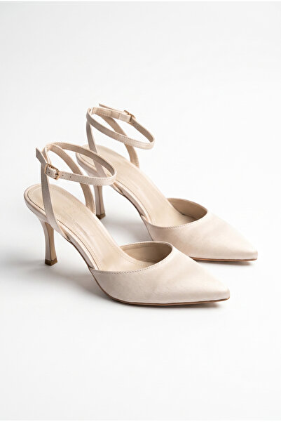JOİN POLO Women's Satin Ankle Strap Pointed Toe Thin Heel Stiletto Evening Dr...
