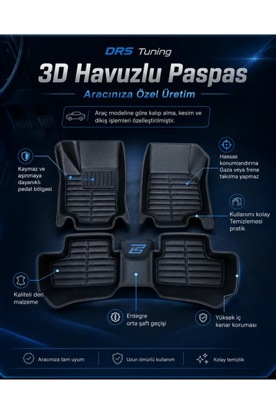 Drs Tuning Fiat Egea Sedan 2025 Sonrası 5D Havuzlu Karbon Dizayn Paspas Seti