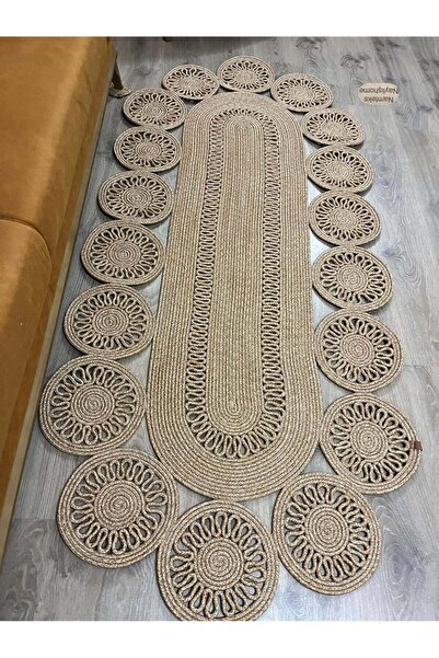 naylişhome Jüt Hasır Gold Salon Mutfak Koridor Kilim Paspas Çeyizlik Hediyelik