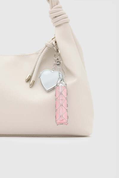 Shule Bags Lipstick Gloss Heart Charm Silver