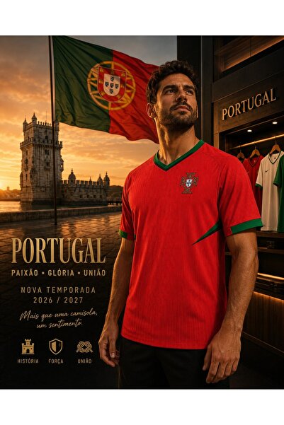GOAT FORMA Portekiz Temalı Kişiye Özel Futbol Forması – Kırmızı Yeşil V Yaka ...