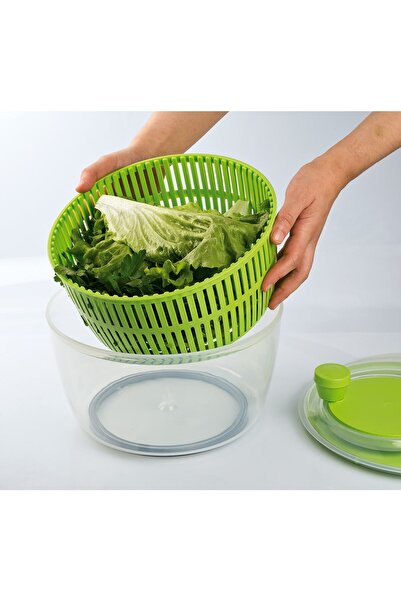 Melkan Home Salata Kurutucu  Sebze Kurutucu 5 Litre Geniş Hacimli Salata Kurutucu Yeşil