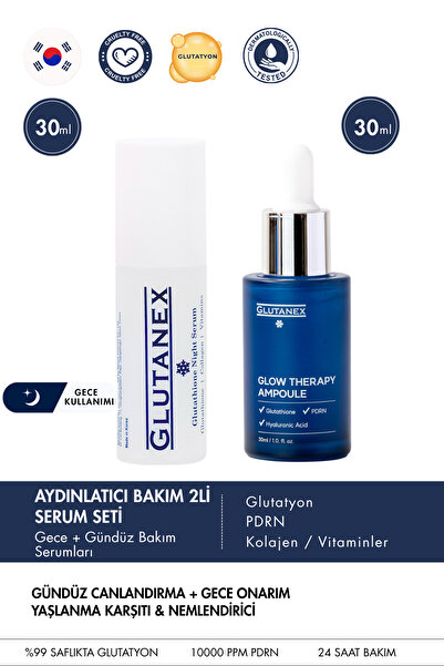 GLUTANEX Gece/Gündüz Serum Seti-Gece Serumu ve Glow Therapy Ampoule