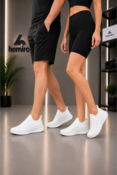 homiro Bağcıksız Triko Spor Ayakkabı-Beyaz