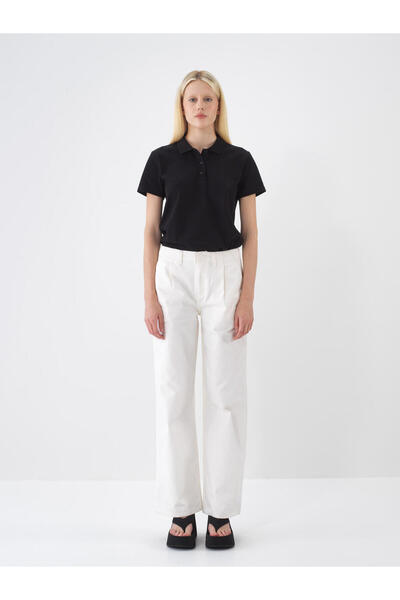Xint Kadın Siyah Regular Fit Polo Yaka Basic Tişört