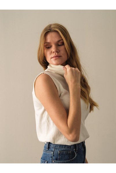 Xint Kadın Ekru Regular Fit Basic Kazak