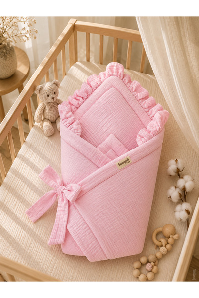 Tomuycuk Pink 4 Layer Muslin Baby Blanket - 100% Cotton & Natural Newborn Sle...