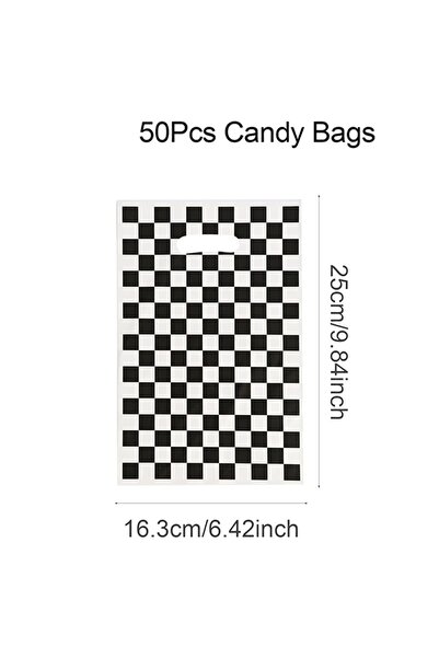 choice2 as shown 50pcs Black And White Checkered Bags Race Car Theme Party Fa...