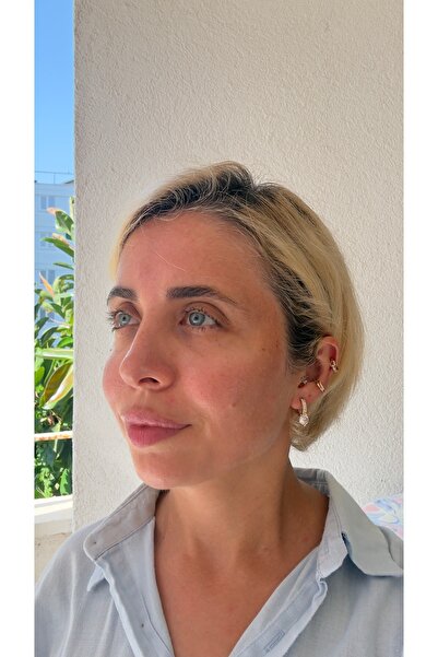 staınless steel Çerçevesiz Yuvarlak Taşlı Sallantılı Çelik Küpe (Kararmaz/Pas...