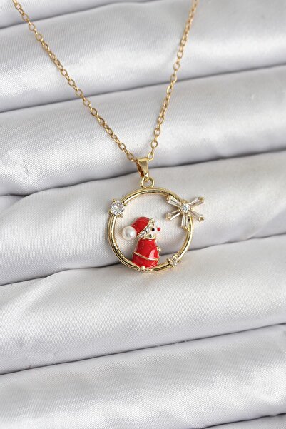 Inure Jewelry 316L Steel Chain Gold Zircon Stone Christmas Theme Women's Neck...